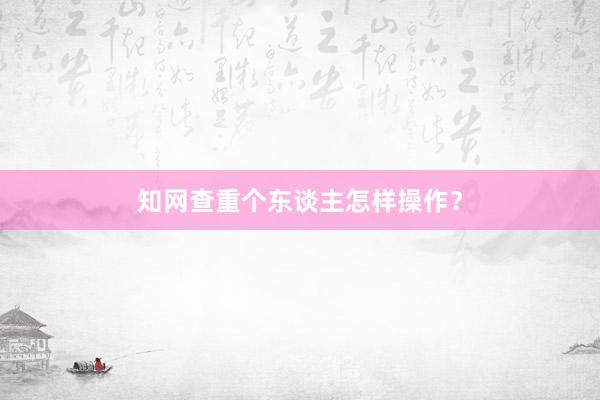 知网查重个东谈主怎样操作?
