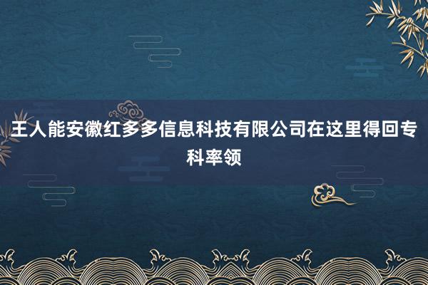 王人能安徽红多多信息科技有限公司在这里得回专科率领
